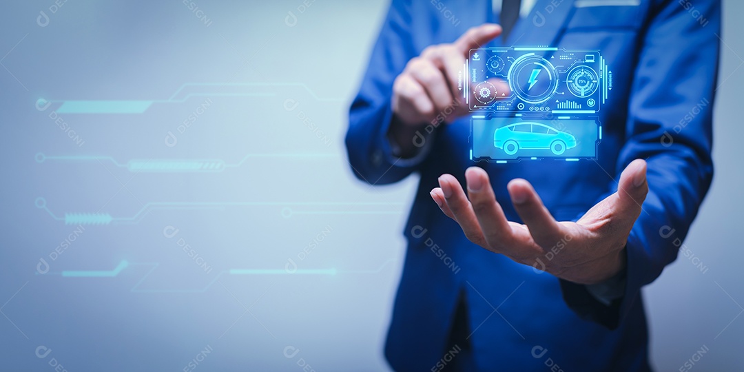 Escolhendo um veículo elétrico. escolha do carro elétrico. apontando para o símbolo