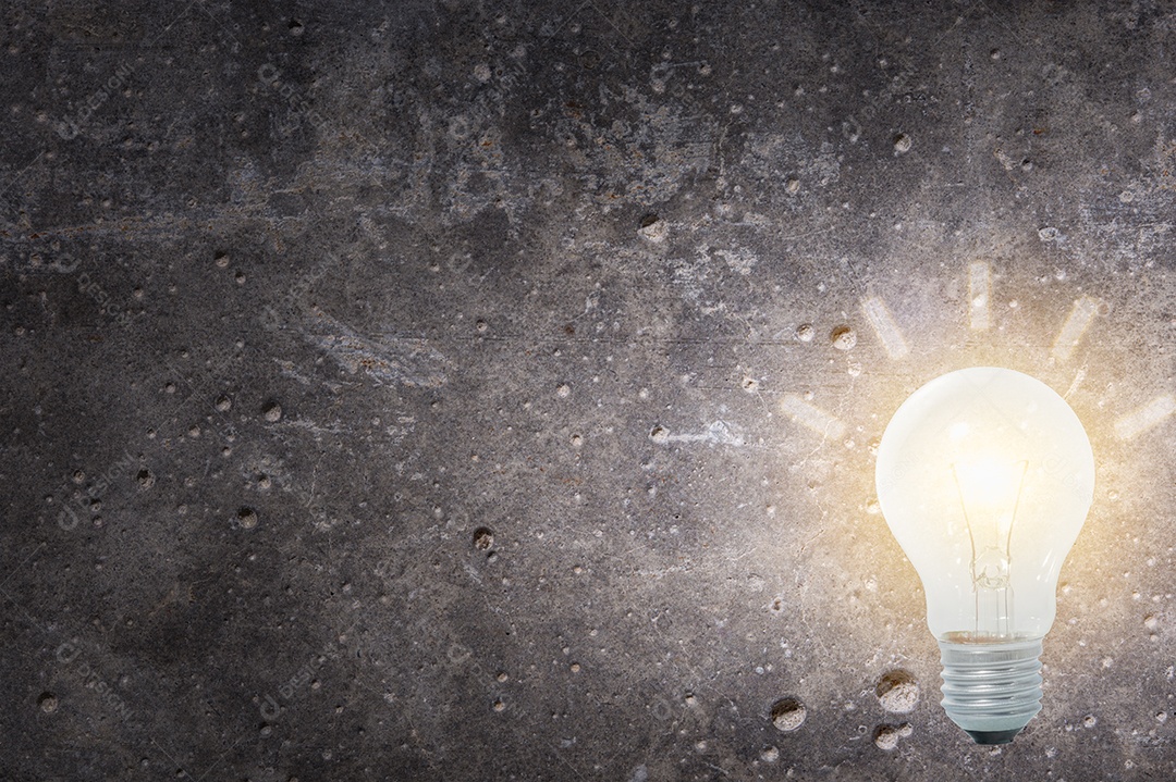 Conceito de lâmpada, fundo de cimento