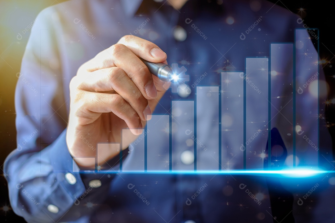 Empresários exibem gráficos para negociar dinheiro em todo o mundo