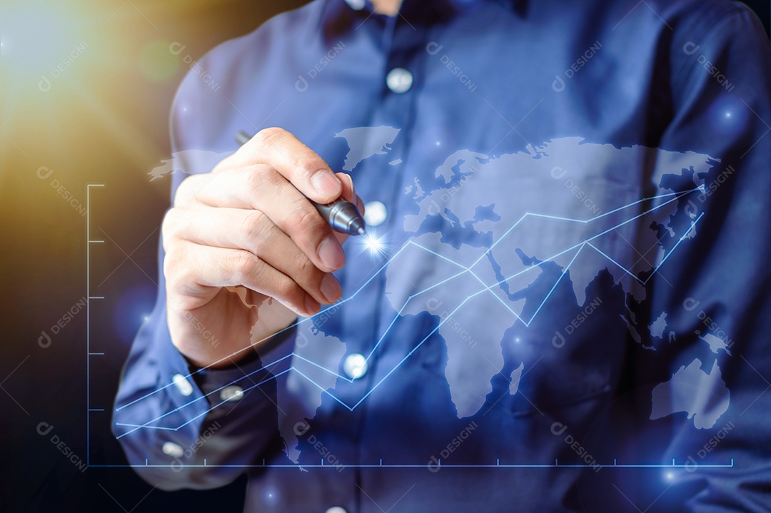 Empresário exibem gráficos para negociar dinheiro em todo o mundo