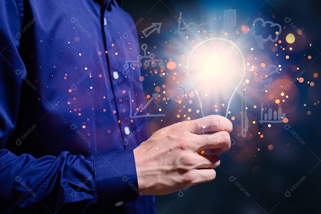 Conceito de ideia criativa de pessoas de negócios para lâmpadas