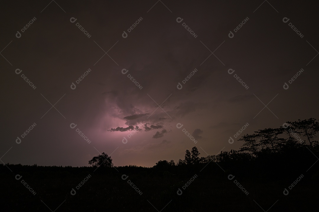 Vision of lightning in the sky at night