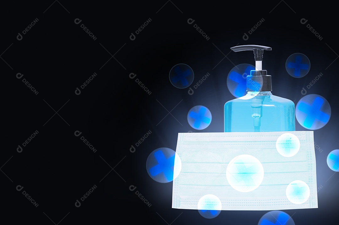 Máscara e gel de álcool Coronavírus ou remoção do vírus covic-19