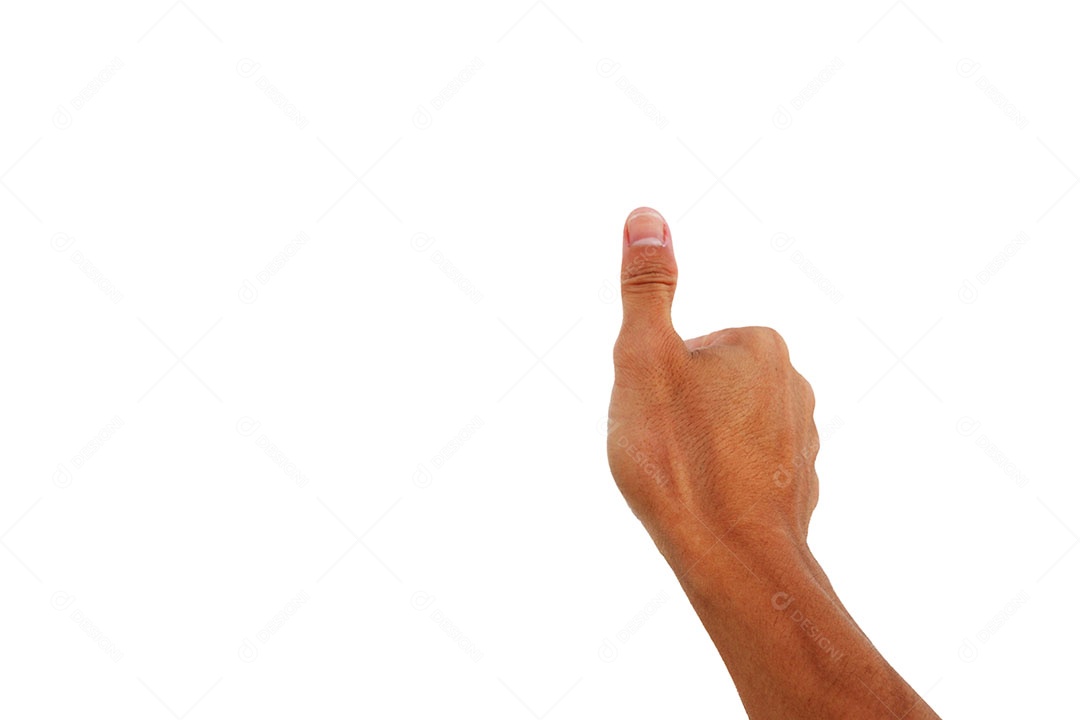 Mostre a mão em gesto de digitalizar o dedo isolado no fundo branco