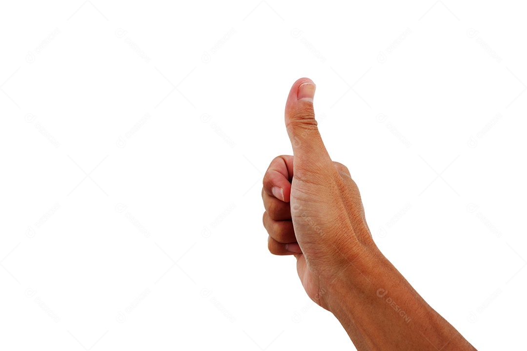 Mostre a mão em gesto de digitalizar o dedo isolado no fundo branco