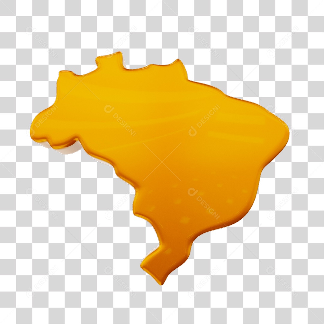 Elemento 3D Para Composição Brasil Amarelo Mapeamento PNG Transparente