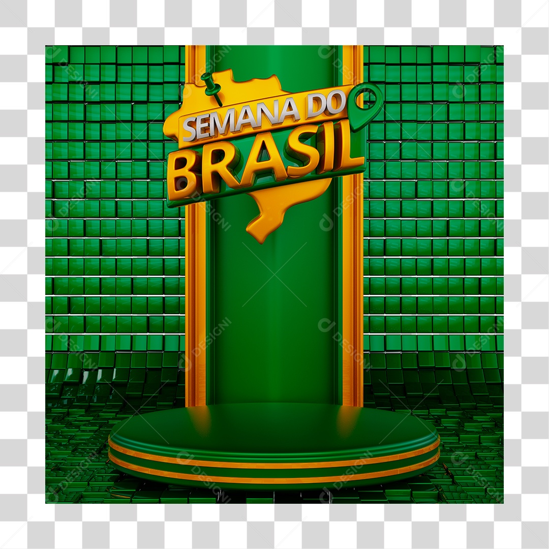 Background Semana Do Brasil Podium Verde e Amarelo PNG Transparente
