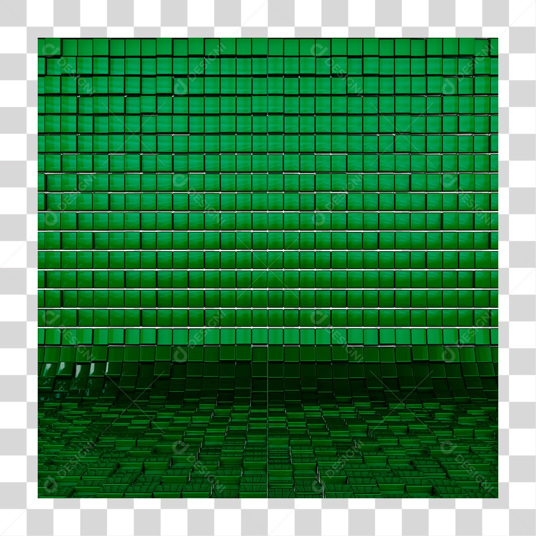 Background De Cubos Verde PNG Transparente