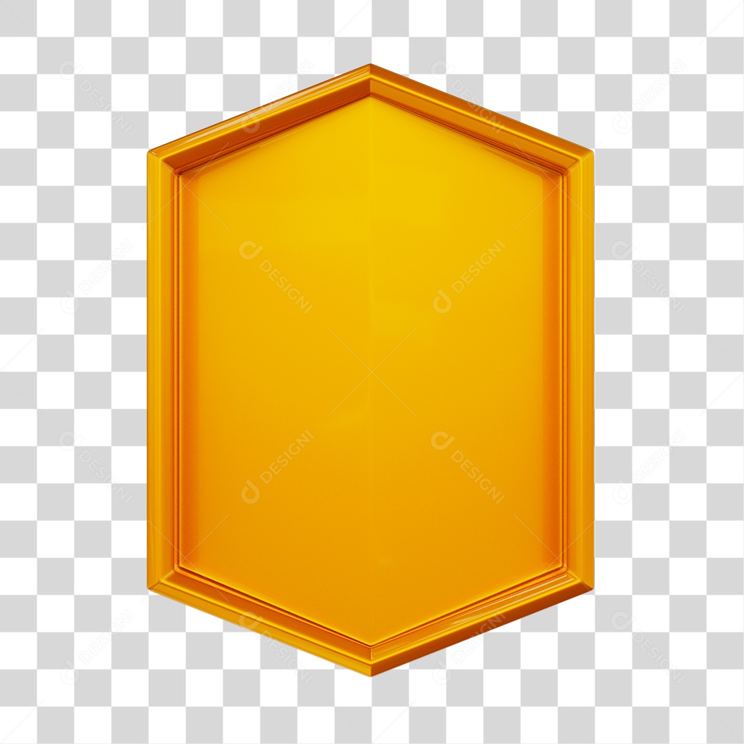 Elemento 3D Para Composição Hexágono Dourado PNG Transparente