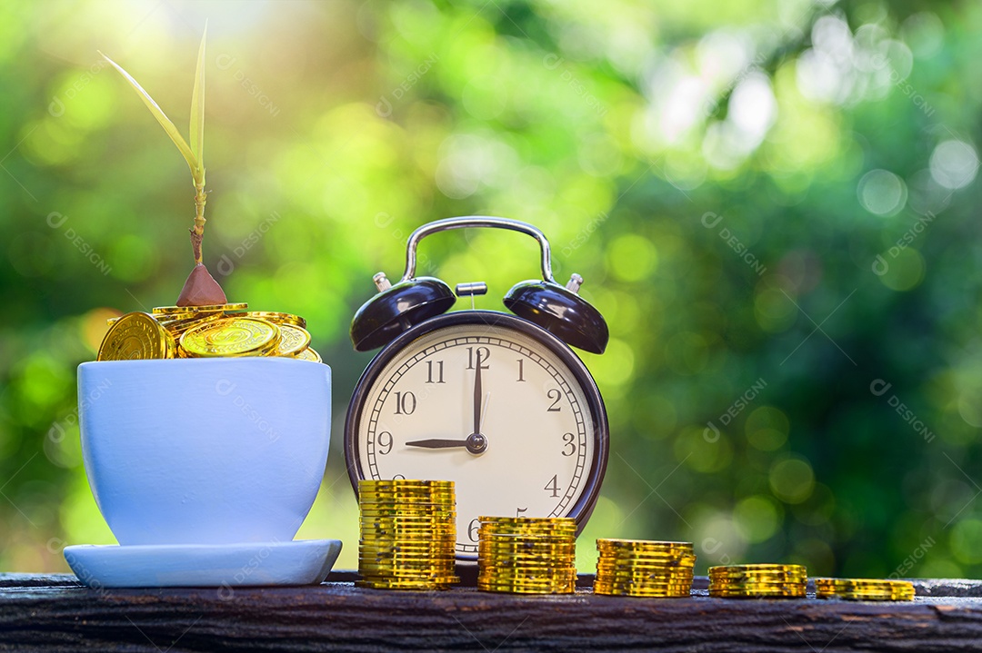 Conceito de economia de dinheiro Desfoque verde bokeh de fundo