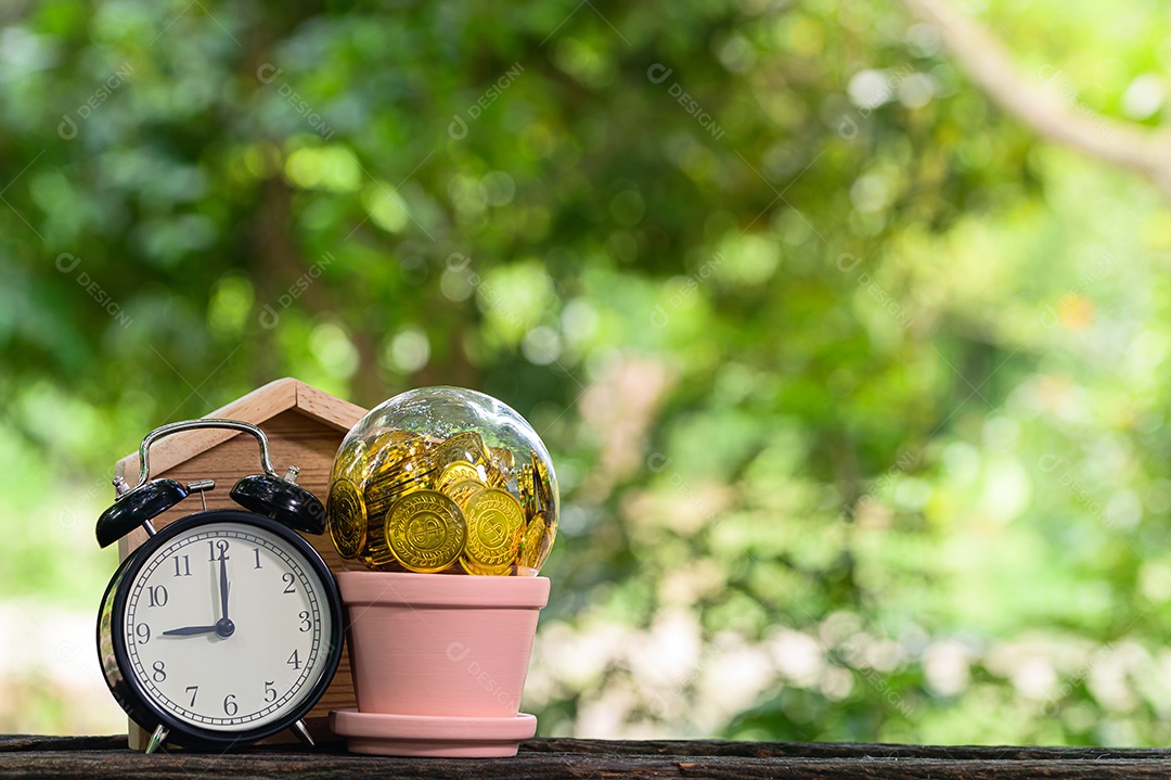 Conceito de economia de dinheiro Desfoque verde bokeh de fundo