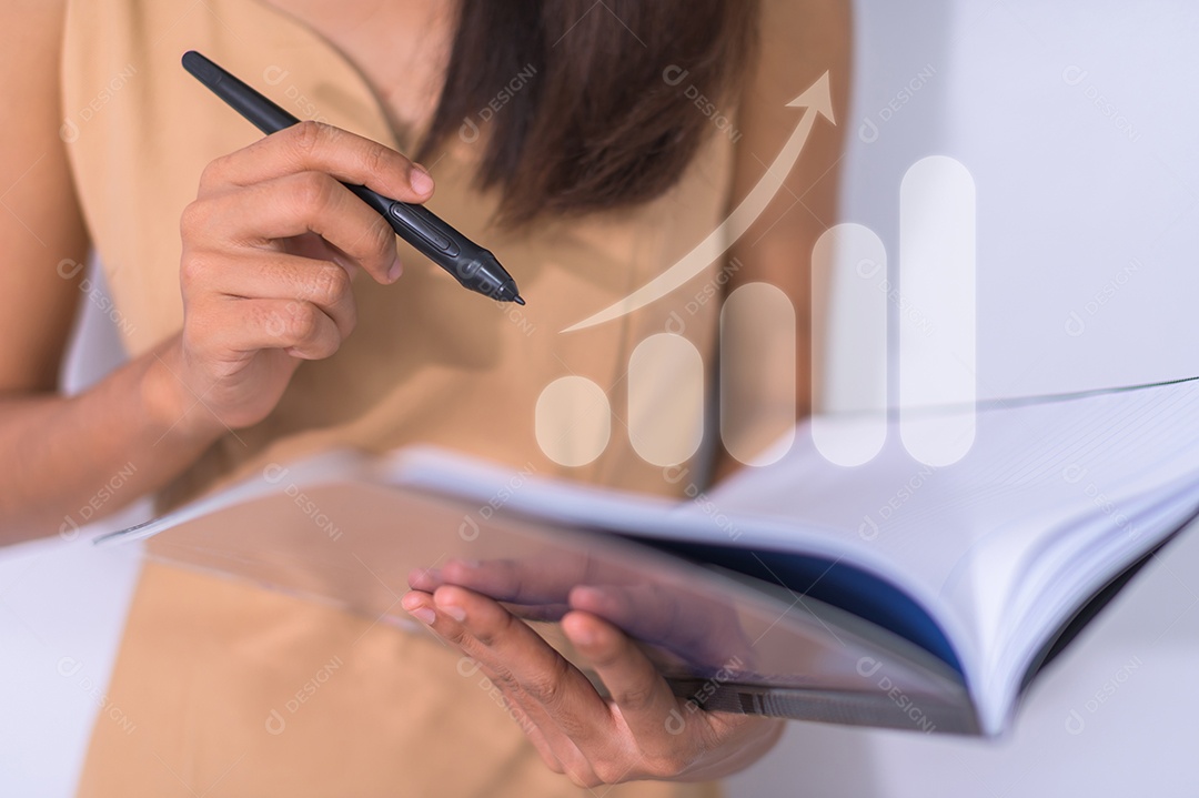 Gráfico de exibição de pessoas de negócios no crescimento dos negócios