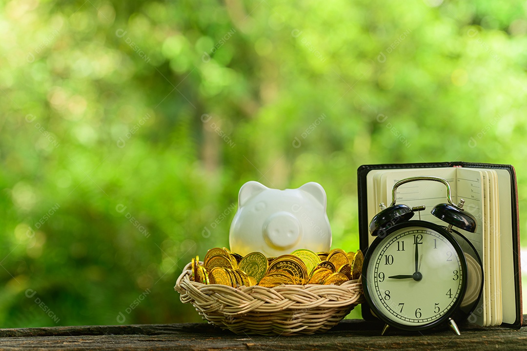 Conceito de economia de dinheiro Desfoque verde bokeh de fundo