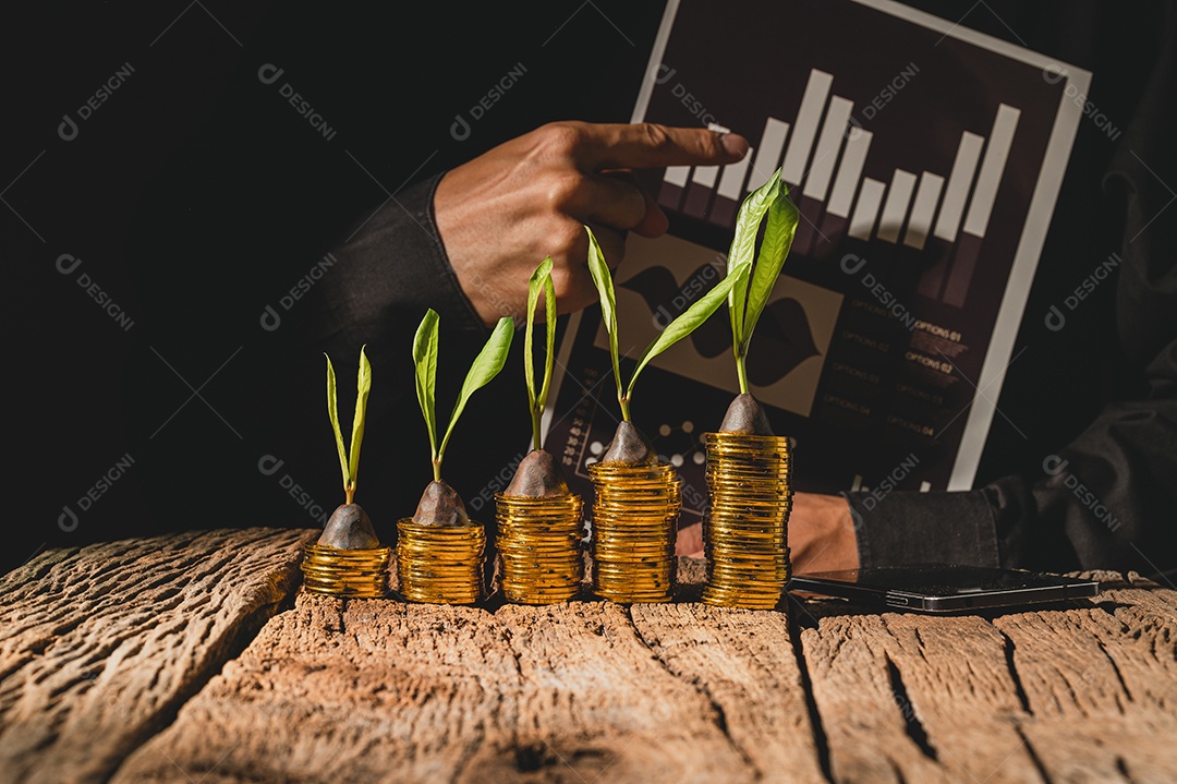 Conceito de crescimento de ideias de pessoas de negócios em finanças