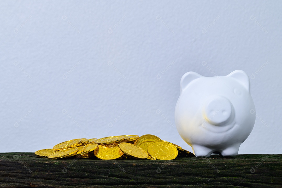 Cofrinho economizar dinheiro fundo bokeh natureza