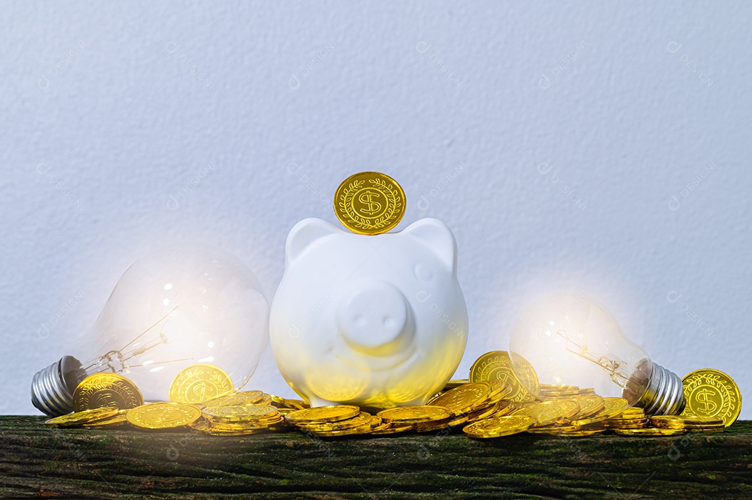 Cofrinho economizar dinheiro fundo bokeh natureza