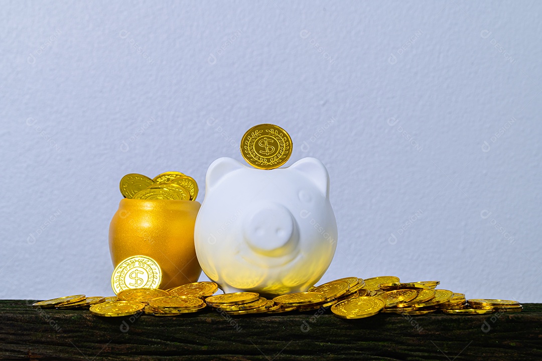 Cofrinho economizar dinheiro fundo bokeh natureza