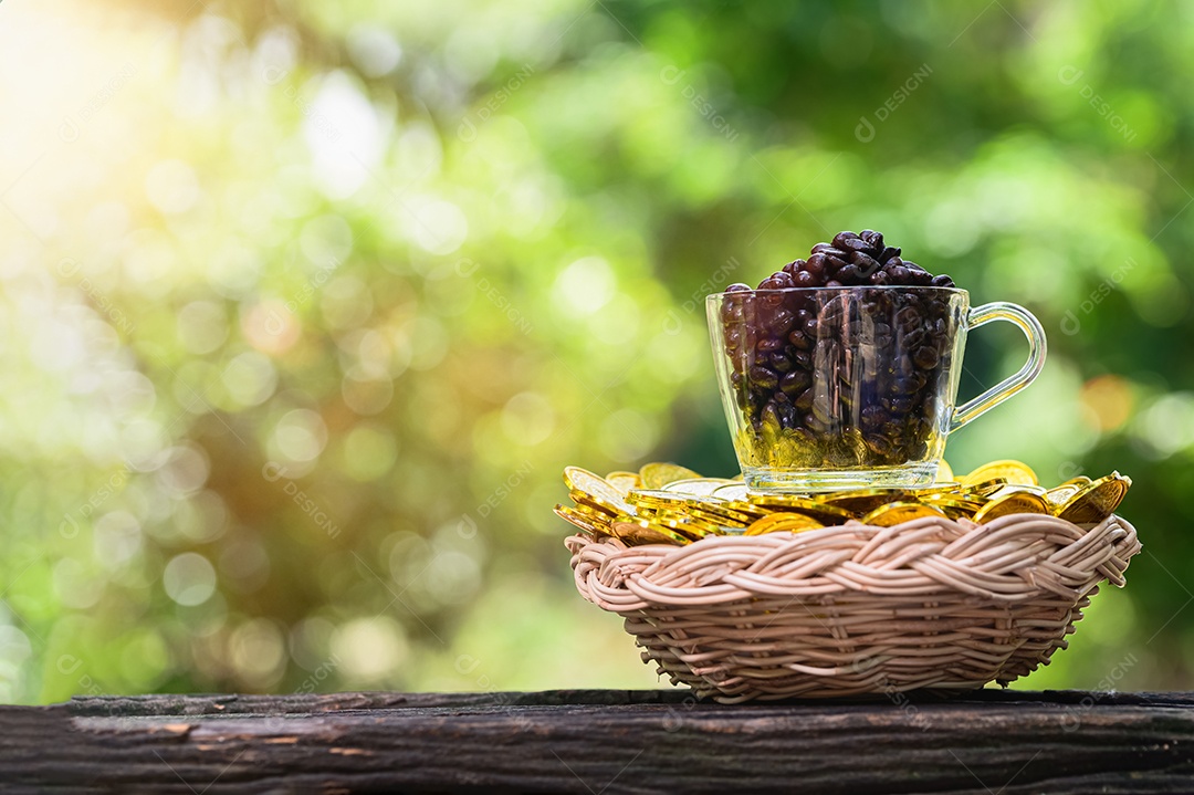 Conceito de economia de dinheiro Desfoque verde bokeh de fundo