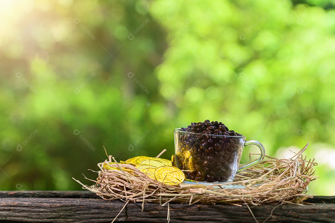 Conceito de economia de dinheiro Desfoque verde bokeh de fundo