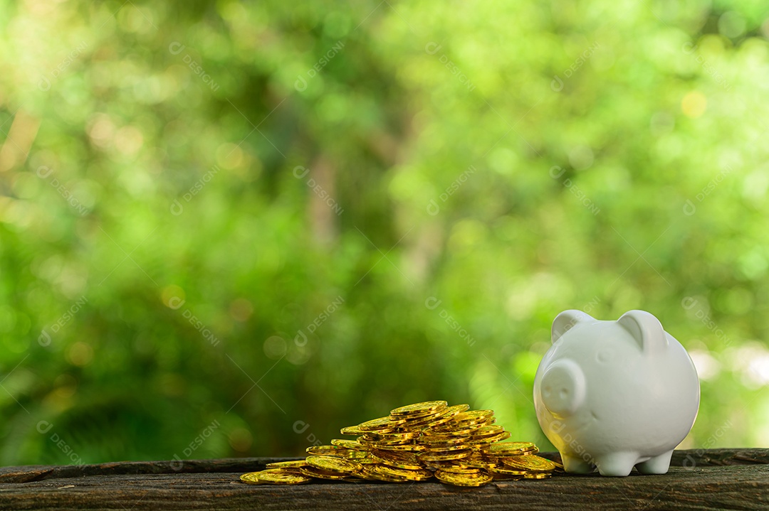 Conceito de economia de dinheiro Desfoque verde bokeh de fundo