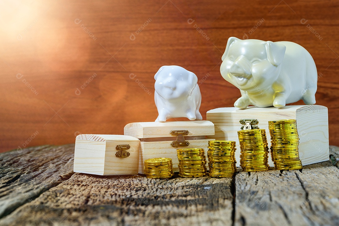 Conceito de economizar dinheiro com cofrinho