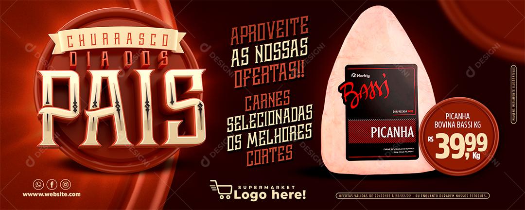 Banner Churrasco Dia dos Pais Encarte Açougue Social Media PSD Editável