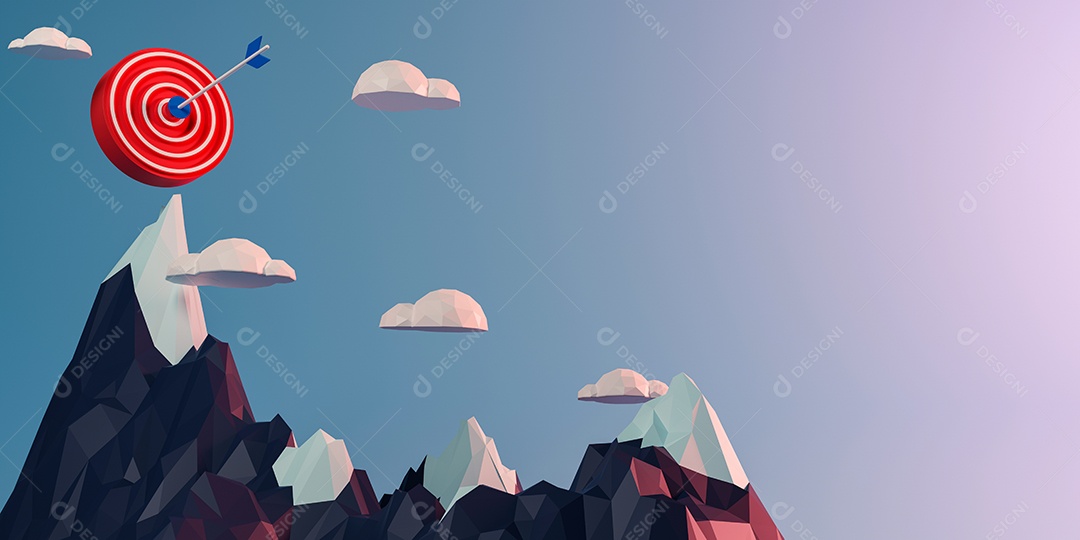 Renderização 3D Montanhas com neve