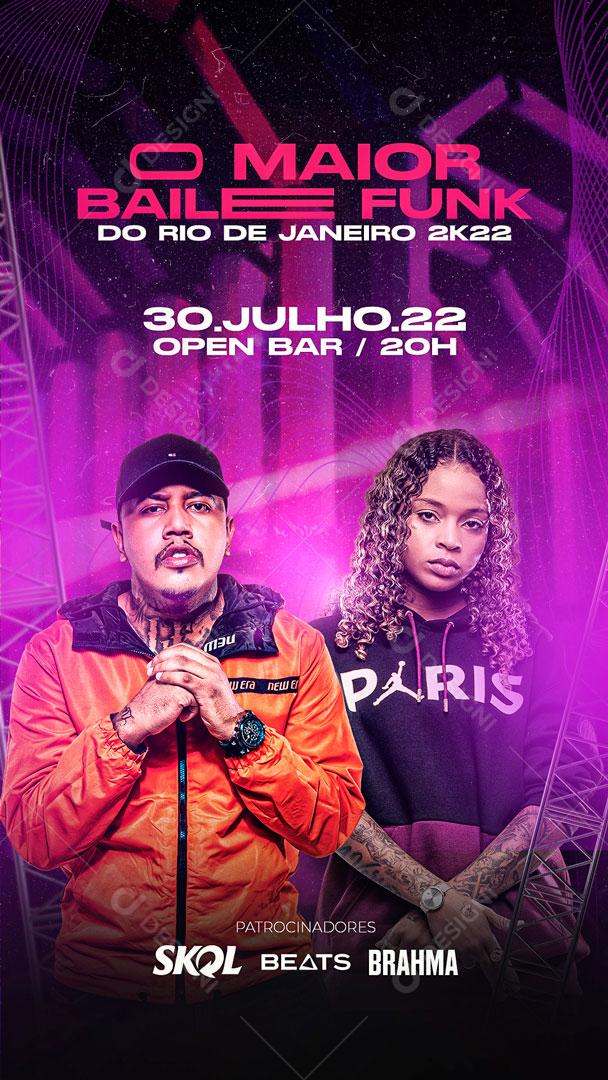 Flyer Story O Maior Baile Funk MC PP DA VS e MC Drick Social Media PSD Editável
