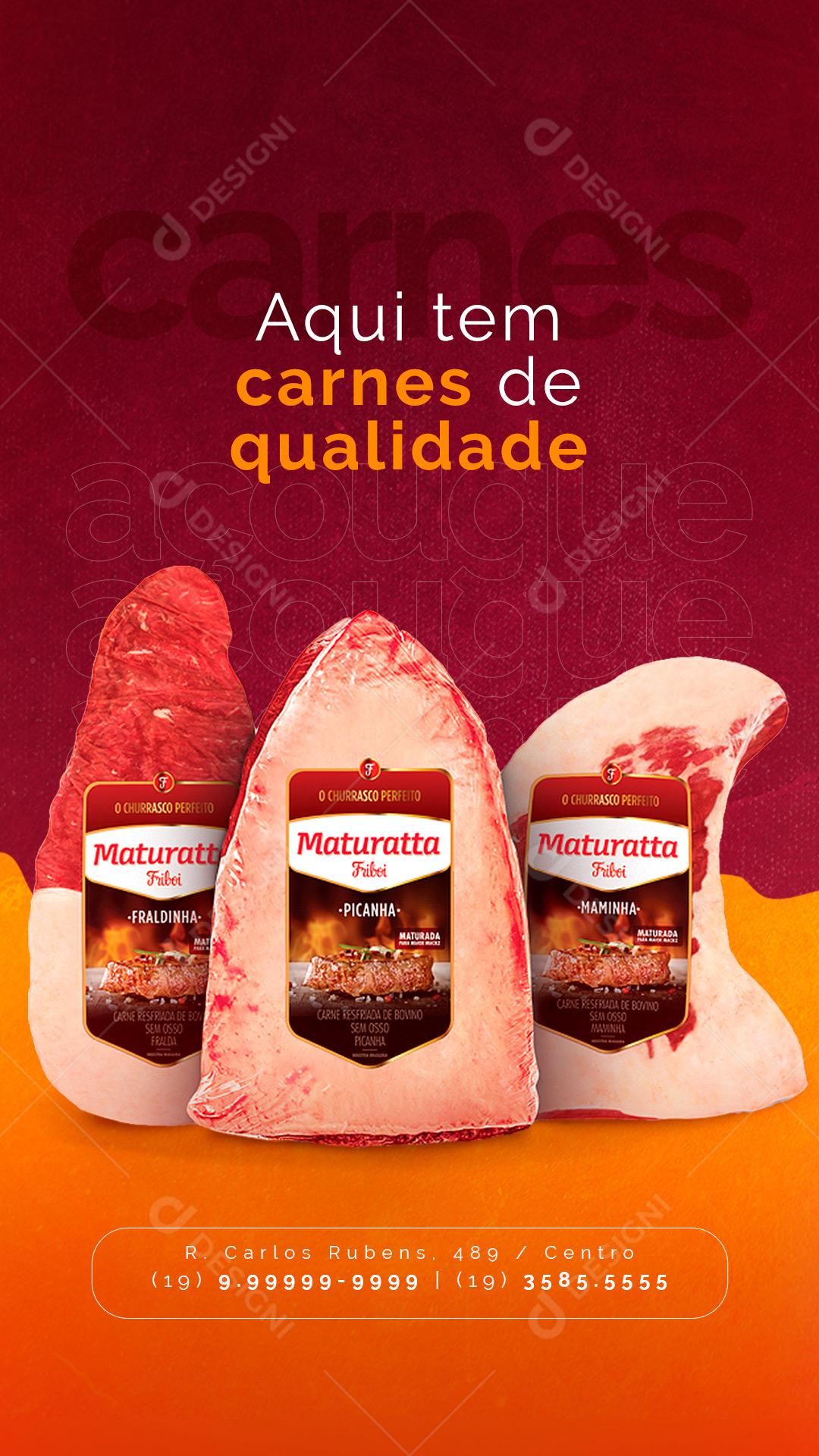 Story Aqui tem carnes de qualidade Açougue Social Media PSD Editável