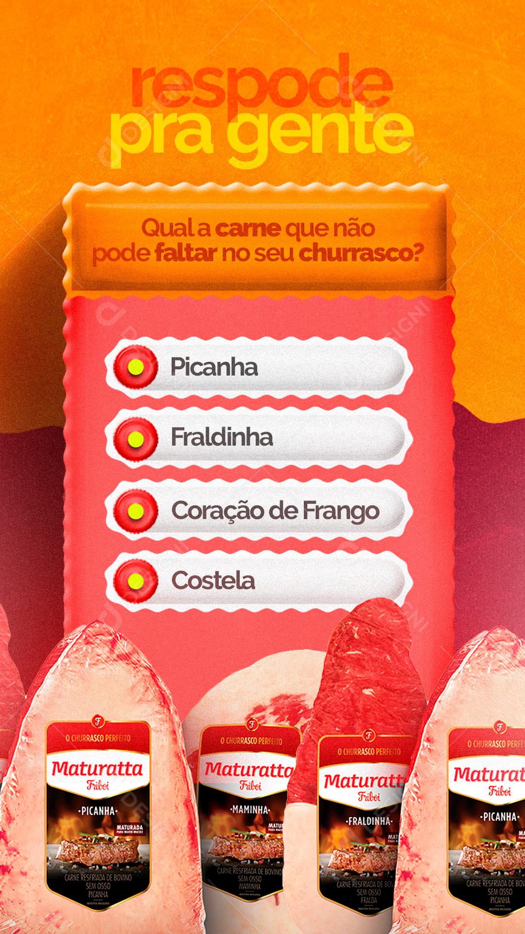 Story Responde pra gente qual carne que não pode faltar Açougue Social Media PSD Editável