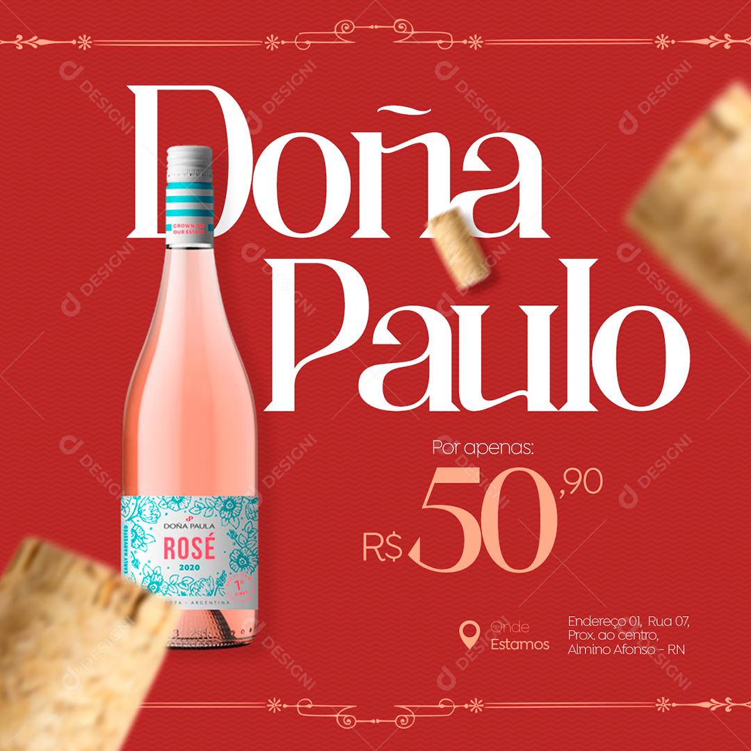 Doña Paulo Rosé Casa de Vinho Social Media PSD Editável