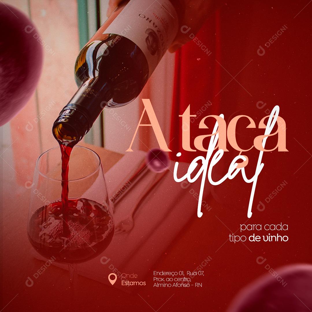 A taça ideal para cada tipo de vinho Casa de Vinho Social Media PSD Editável
