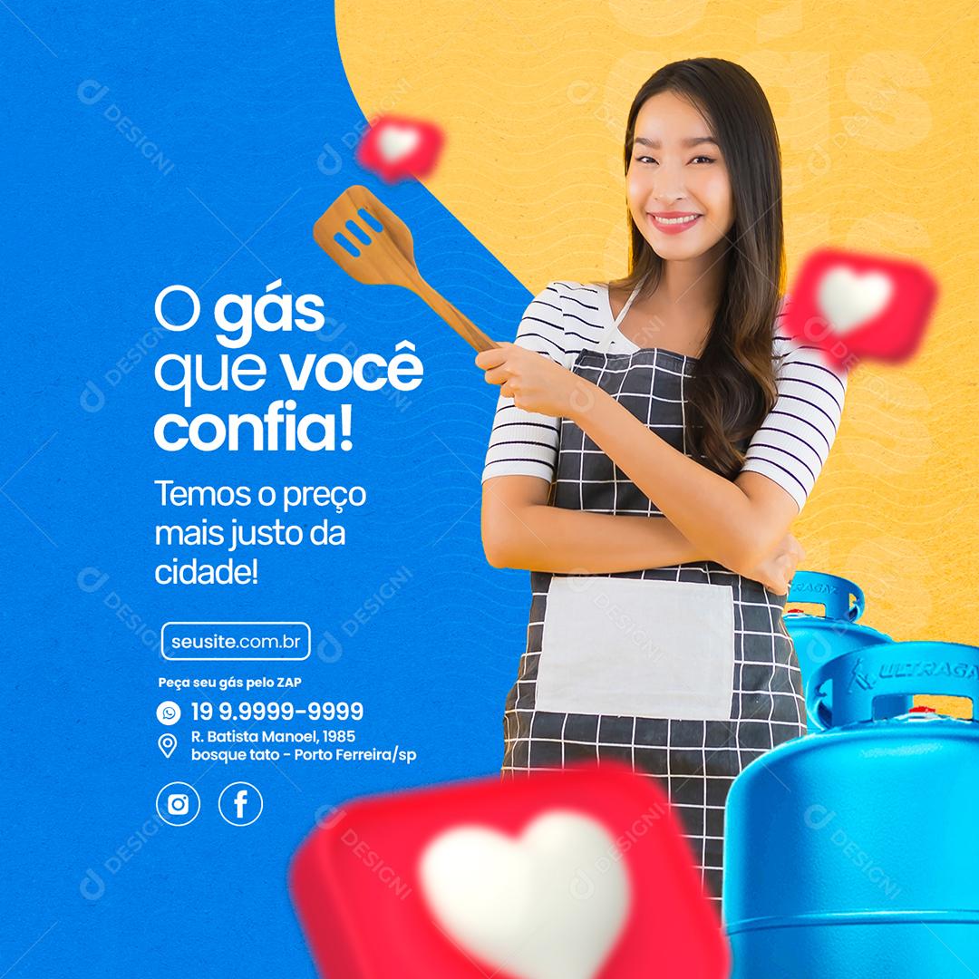 O Gás que você confia temos o preço mais justo da Cidade Social Media PSD Editável