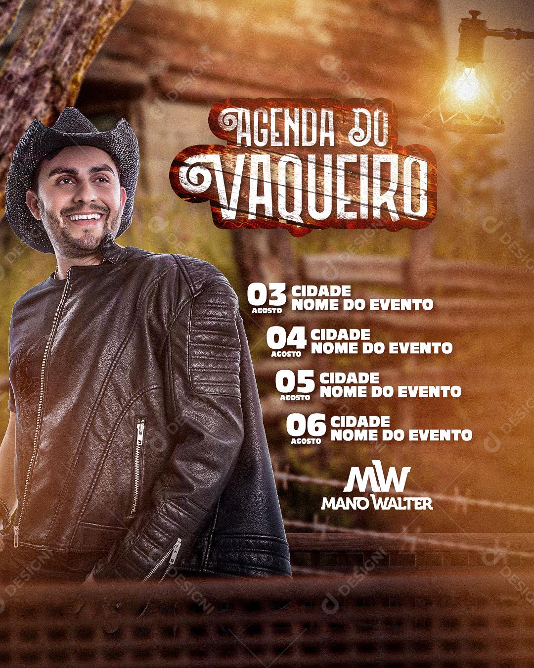 Flyer Show Agenda Mano Walter Social Media PSD Editável