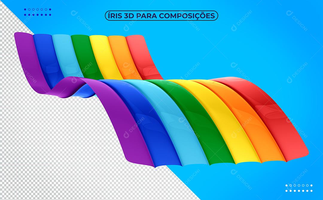 Arco íris para o Dia das Crianças Elemento 3D para Composição PSD