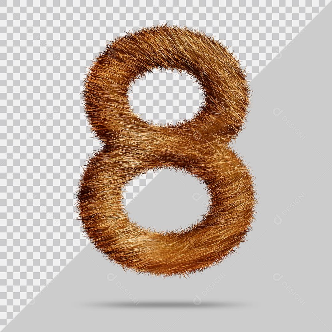 Número 8 com pele ilustração 3D PSD
