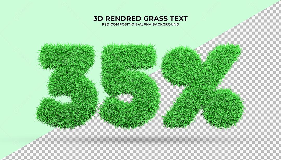 Número 3D 35% por cento de desconto com Grama verde Elemento para Composição PSD