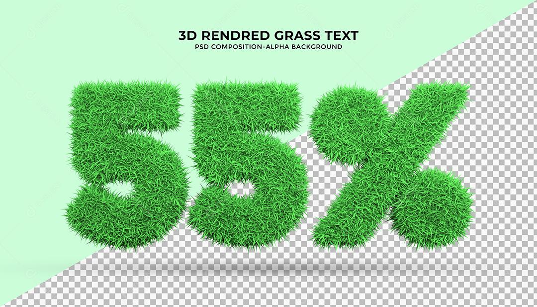 Número 3D 55% por cento de desconto com Grama verde Elemento para Composição PSD