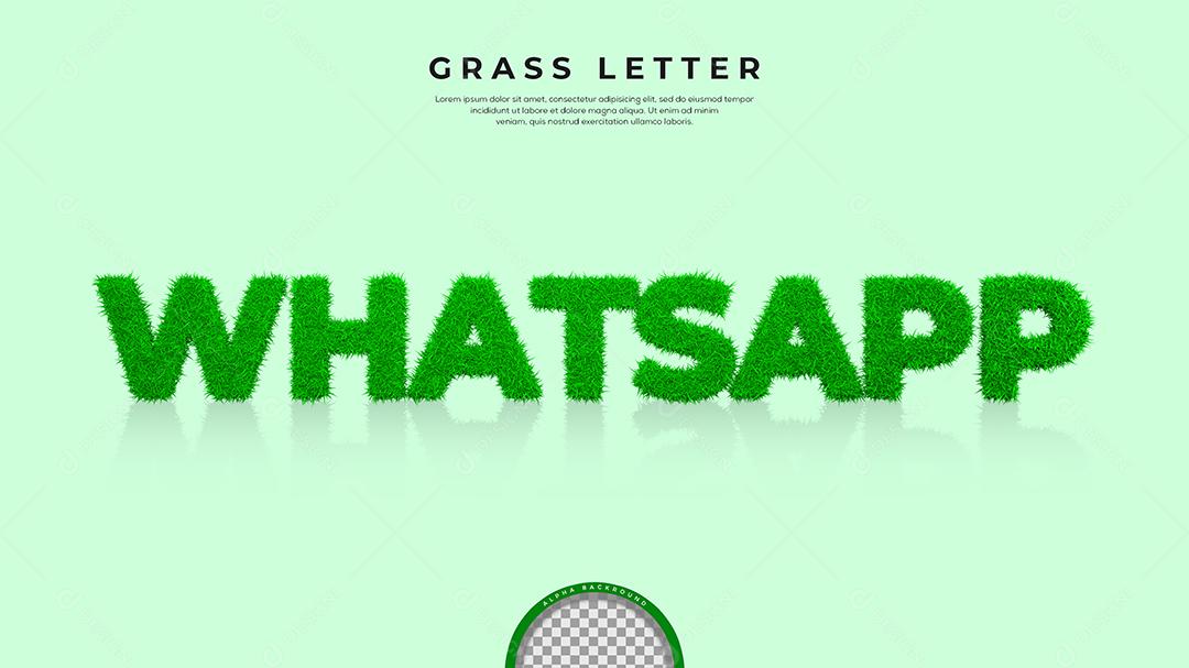 Whatsapp com Grama verde Texto 3D para Composição PSD
