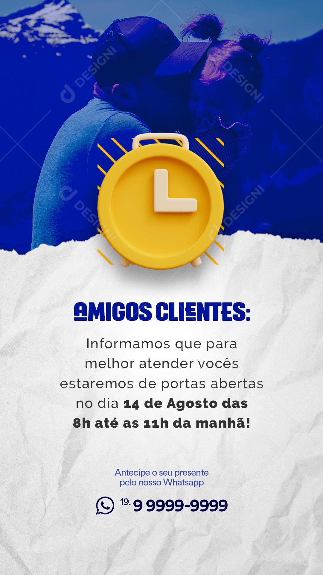 Story Amigos Clientes Comunicado Dia dos Pais Social Media PSD Editável