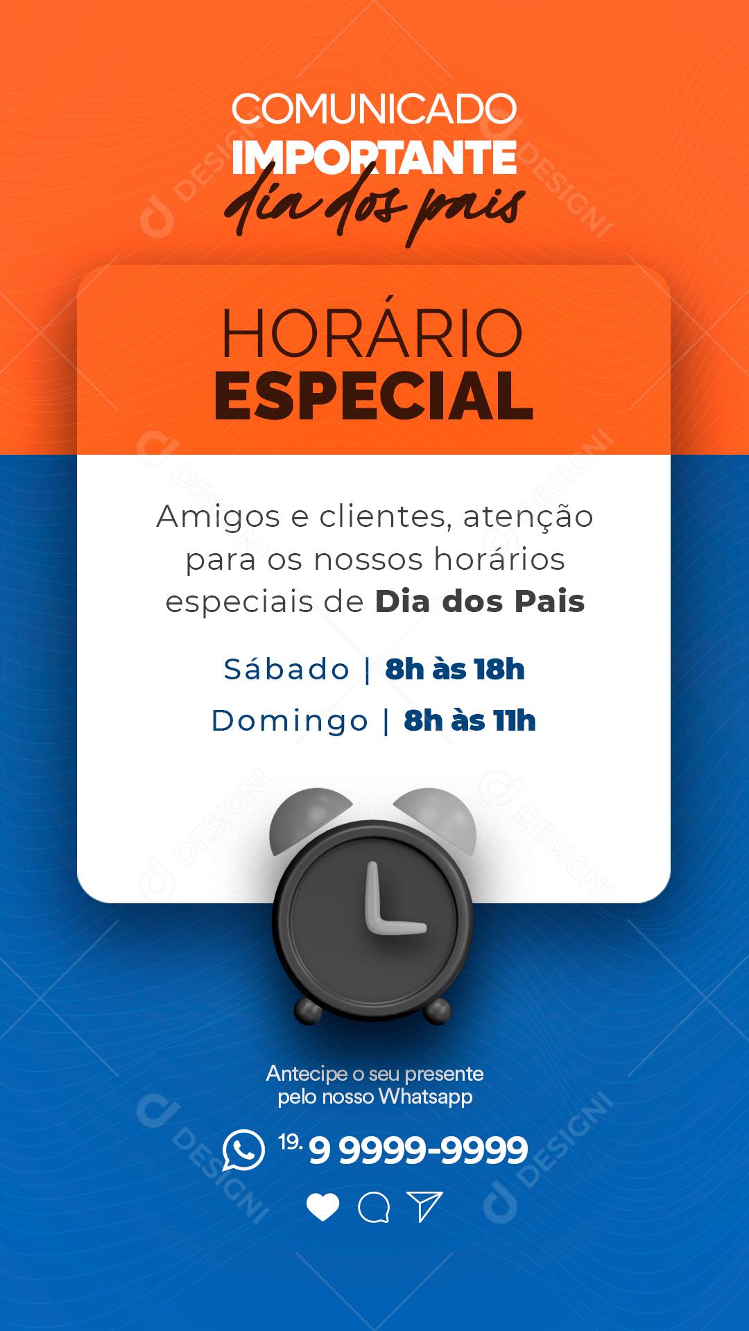 Story Comunicado Importante do Dia dos Pais Social Media PSD Editável