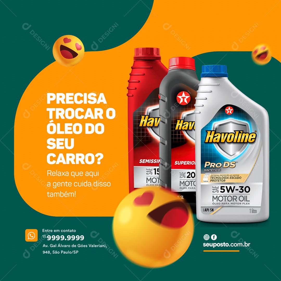 Precisa trocar o óleo do seu Carro Posto de Combustível Social Media PSD Editável