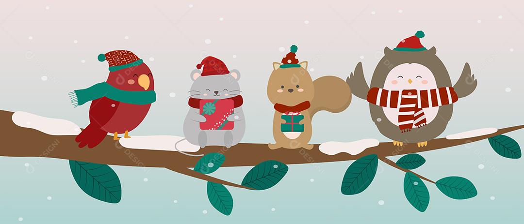 Animal on top of tree branch Vectors EPS