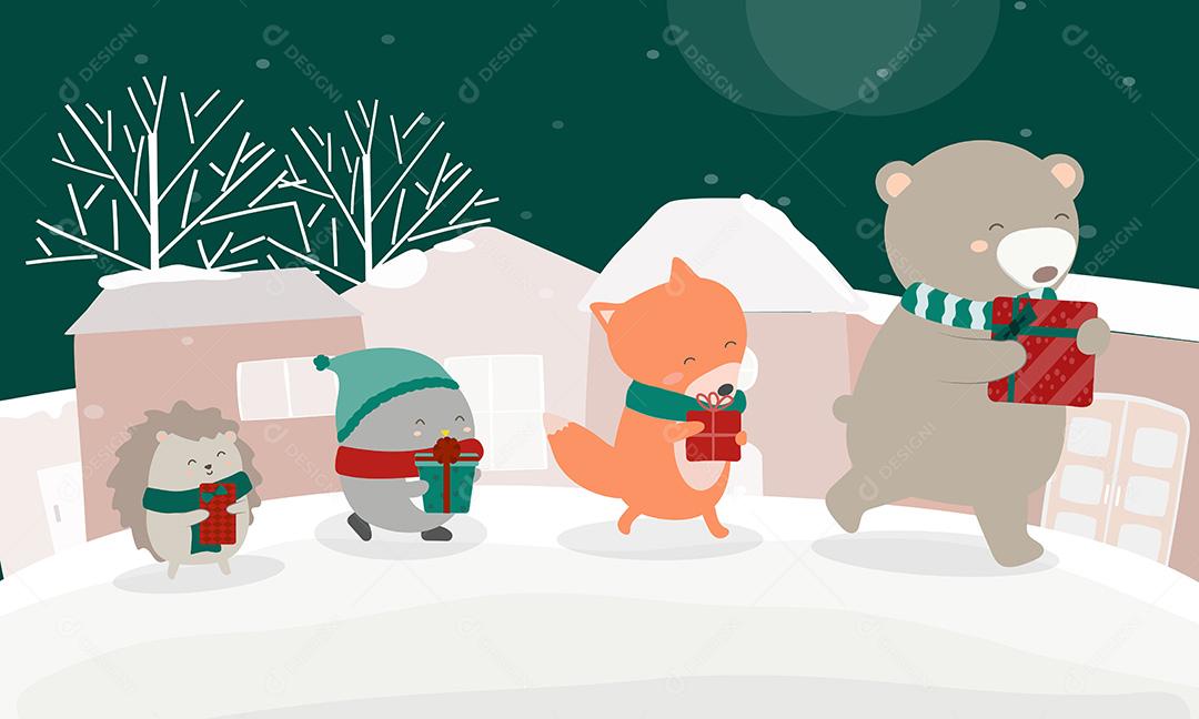 Animal em atividade de natal Ilustração Vetores EPS