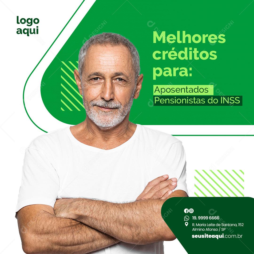 Social Media Bancos Financiamento Melhores Créditos Para Aposentados PSD Editável