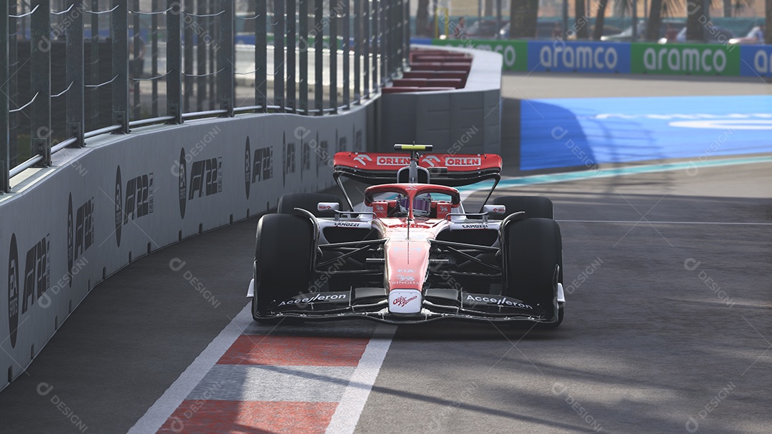 Ilustração 3D do carro Alfa Romeo F1, São Paulo, Brasil.