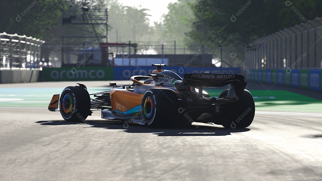 Ilustração 3D do carro McLaren F1 São Paulo, Brasil.