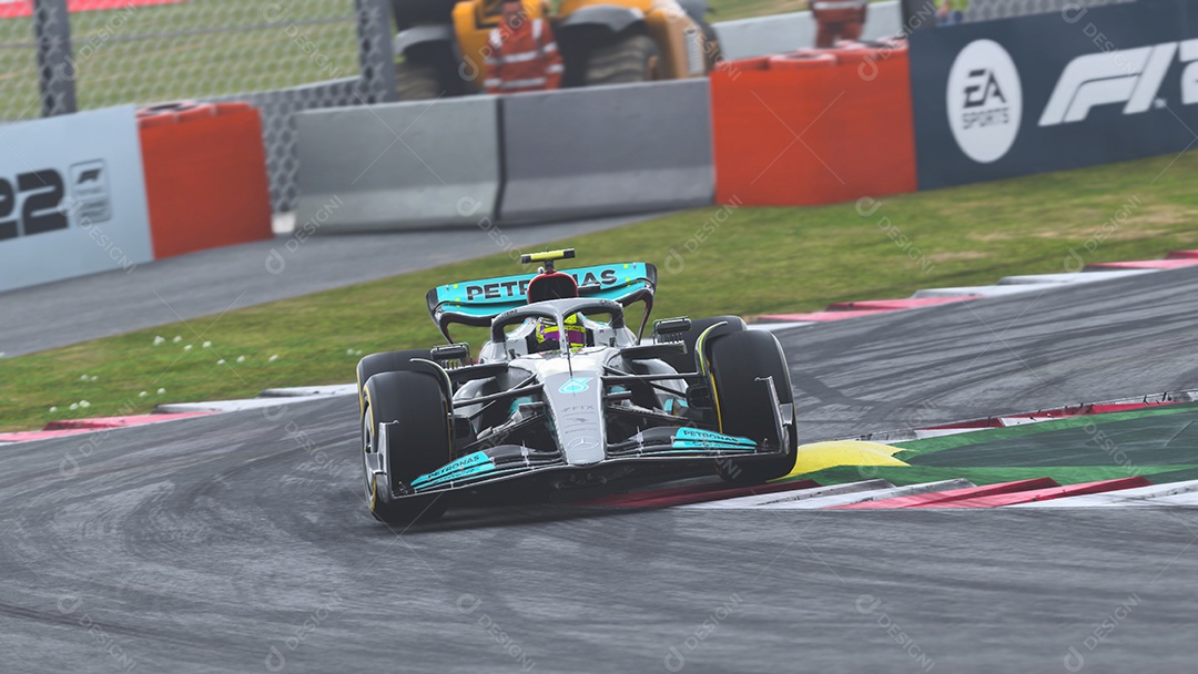 Ilustração 3D do carro Mercedes F1 São Paulo, Brasil.