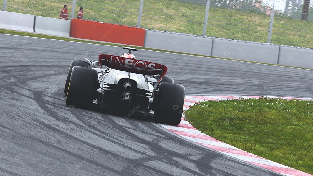 Ilustração 3D do carro Mercedes F1 São Paulo, Brasil.