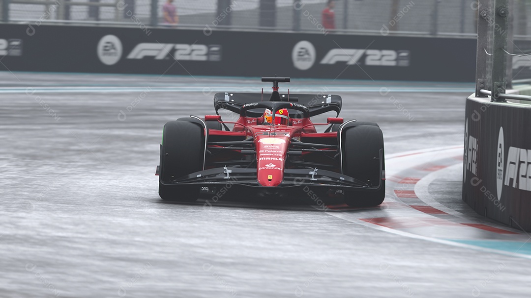 Ilustração 3D do carro Ferrari F1 São Paulo, Brasil.